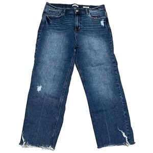 Kensie Jeans The Slim Straight Denim Distress Blue Jeans Plus Women’s Size 14/32